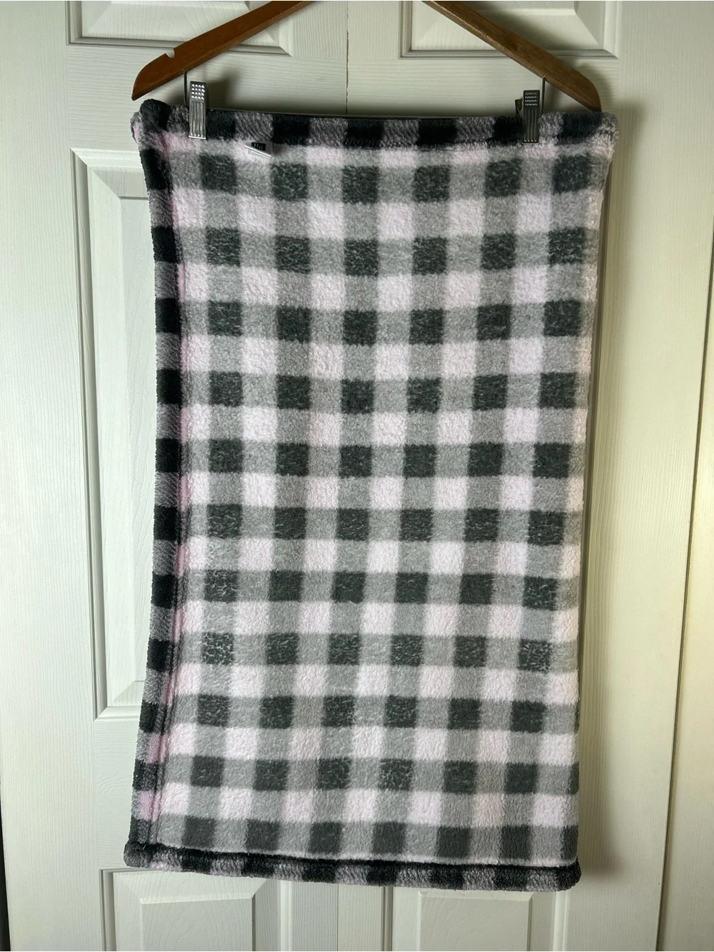 HB Hudson Baby Pink Black Gray Buffalo Plaid Blanket Soft Plush Lovey Thick